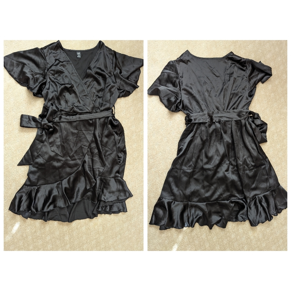 NWT Shein Satin Wrap Dress - Picture 2 of 5